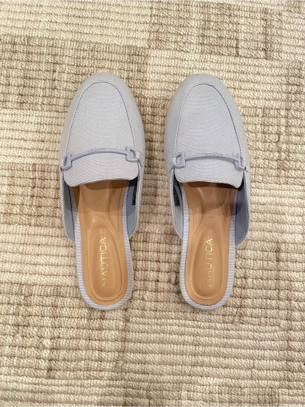 Nautica Light Blue Stripe Mule Loafers